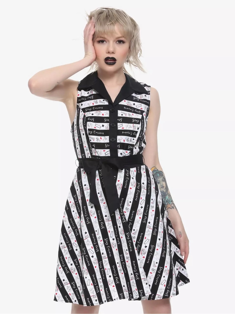 Her Universe Disney Alice In Wonderland Striped Fit & Flare Dress